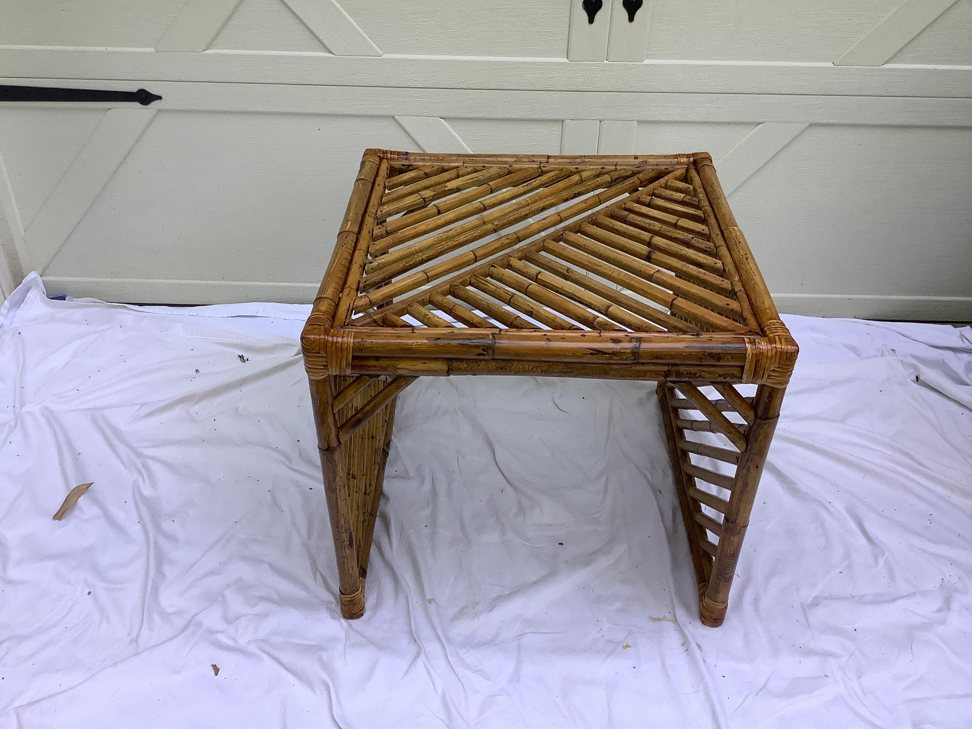 Brighton Style Rattan Chairs, a Pair w/ Side Table 4