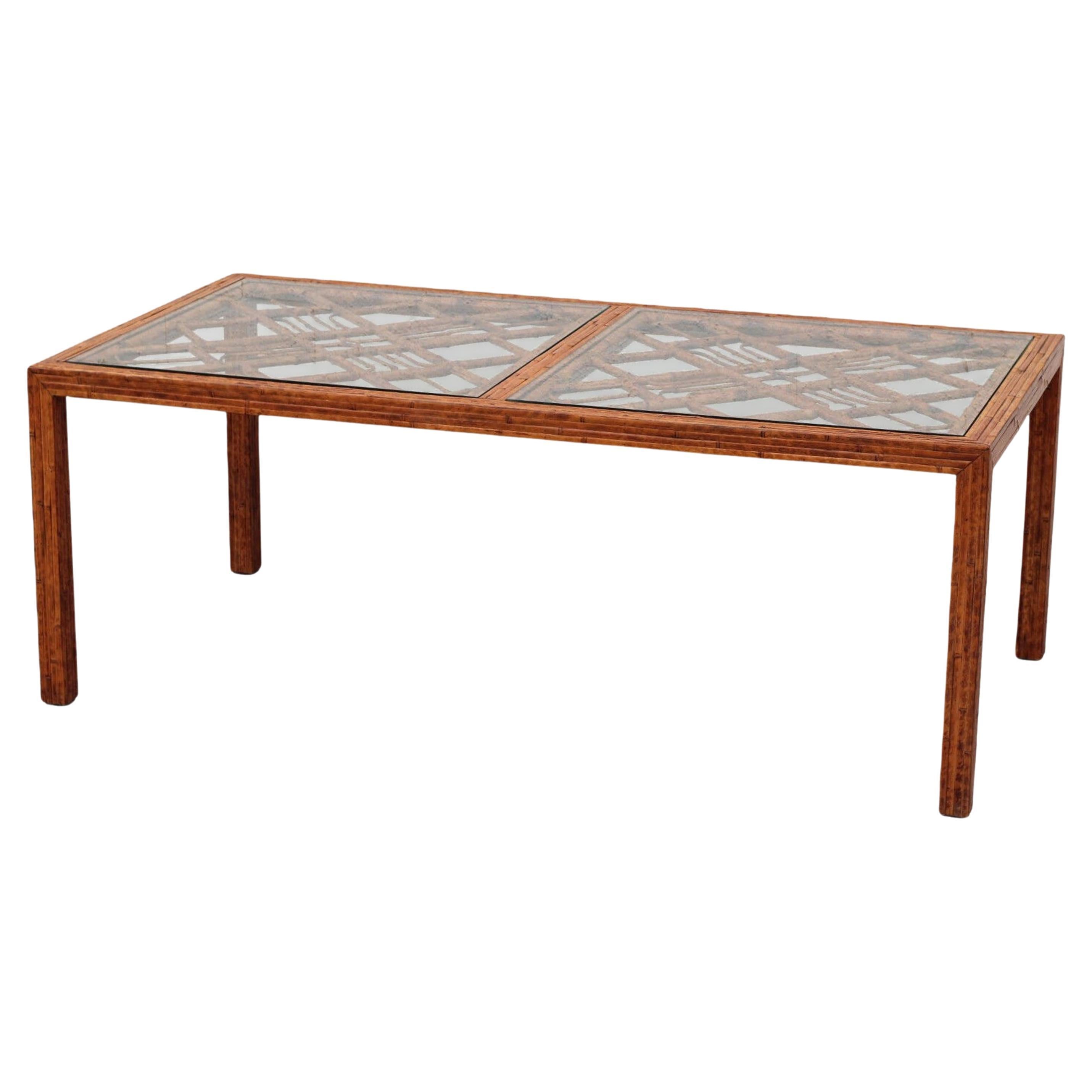 Brighton Style Tortoiseshell Fretwork Bamboo Dining Table