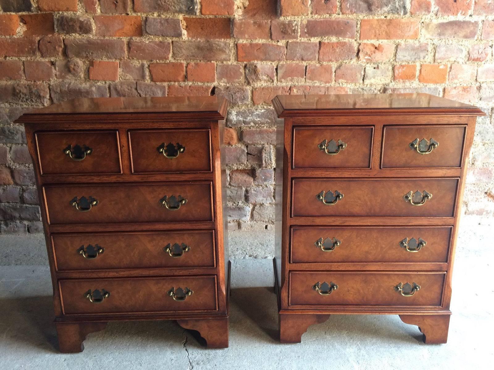 Brights of Nettlebed Bedside Tables Chests Cabinets George III Style Walnut In Good Condition In Longdon, Tewkesbury
