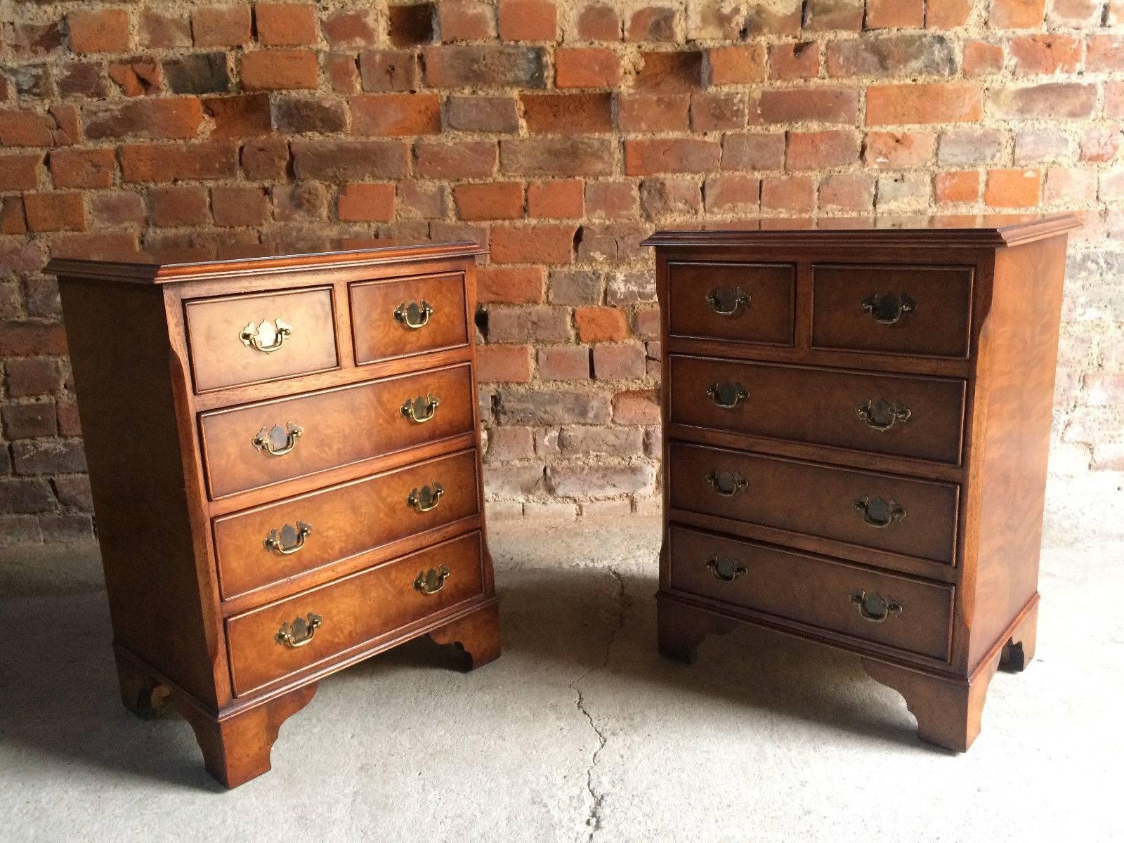 20th Century Brights of Nettlebed Bedside Tables Chests Cabinets George III Style Walnut