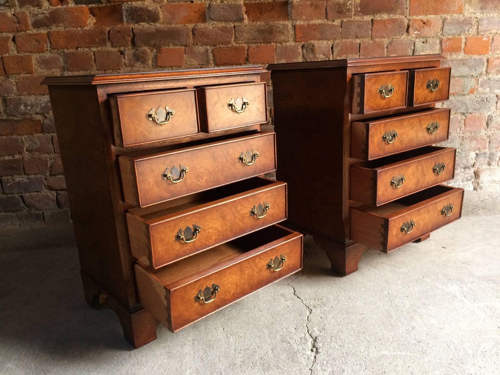 Brights of Nettlebed Bedside Tables Chests Cabinets George III Style Walnut 1