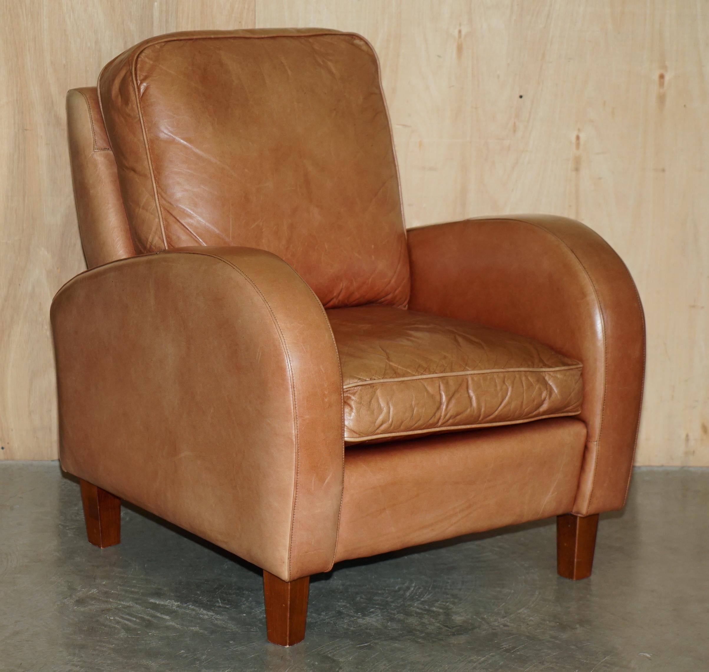 Brights of Nettlebed Braunes Kunstleder-Sofa & Paar Armlehnensofas Suite im Angebot 6