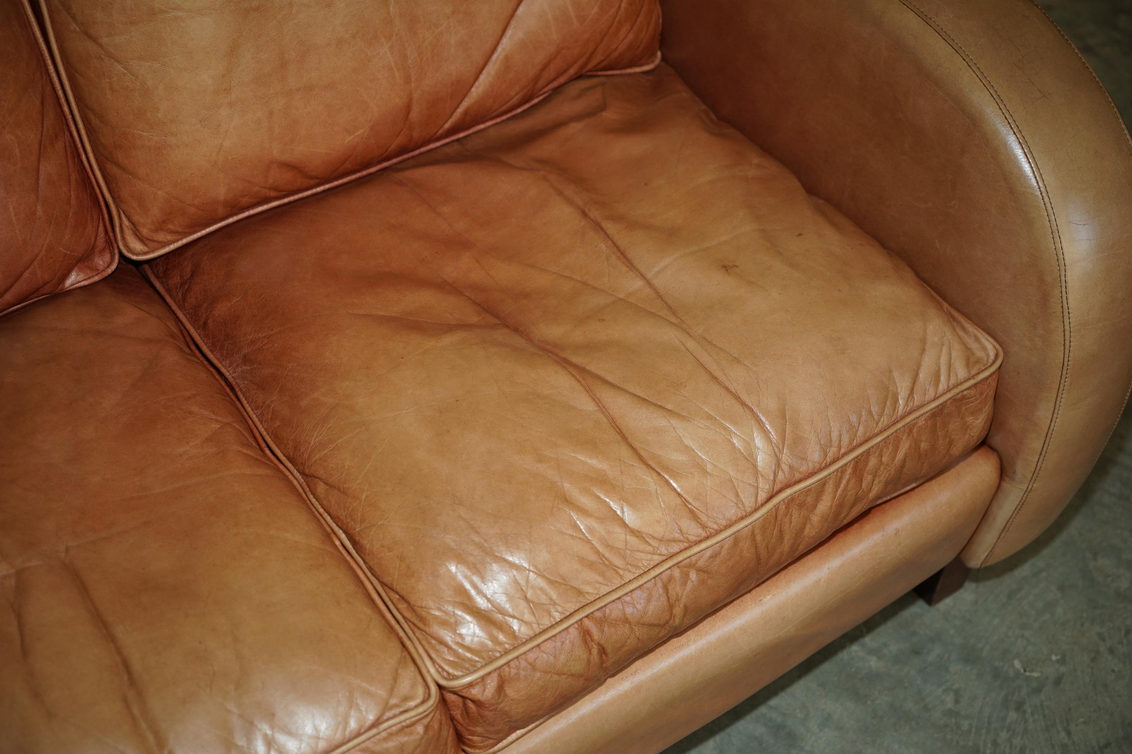Brights of Nettlebed Braunes Kunstleder-Sofa & Paar Armlehnensofas Suite (Leder) im Angebot