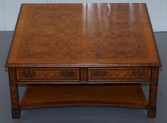 Brights of Nettlebed Burr Walnut Double Sided Four Drawer Coffee Table