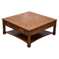 Brights of Nettlebed Burr Walnut Double Sided Four Drawer Coffee Table