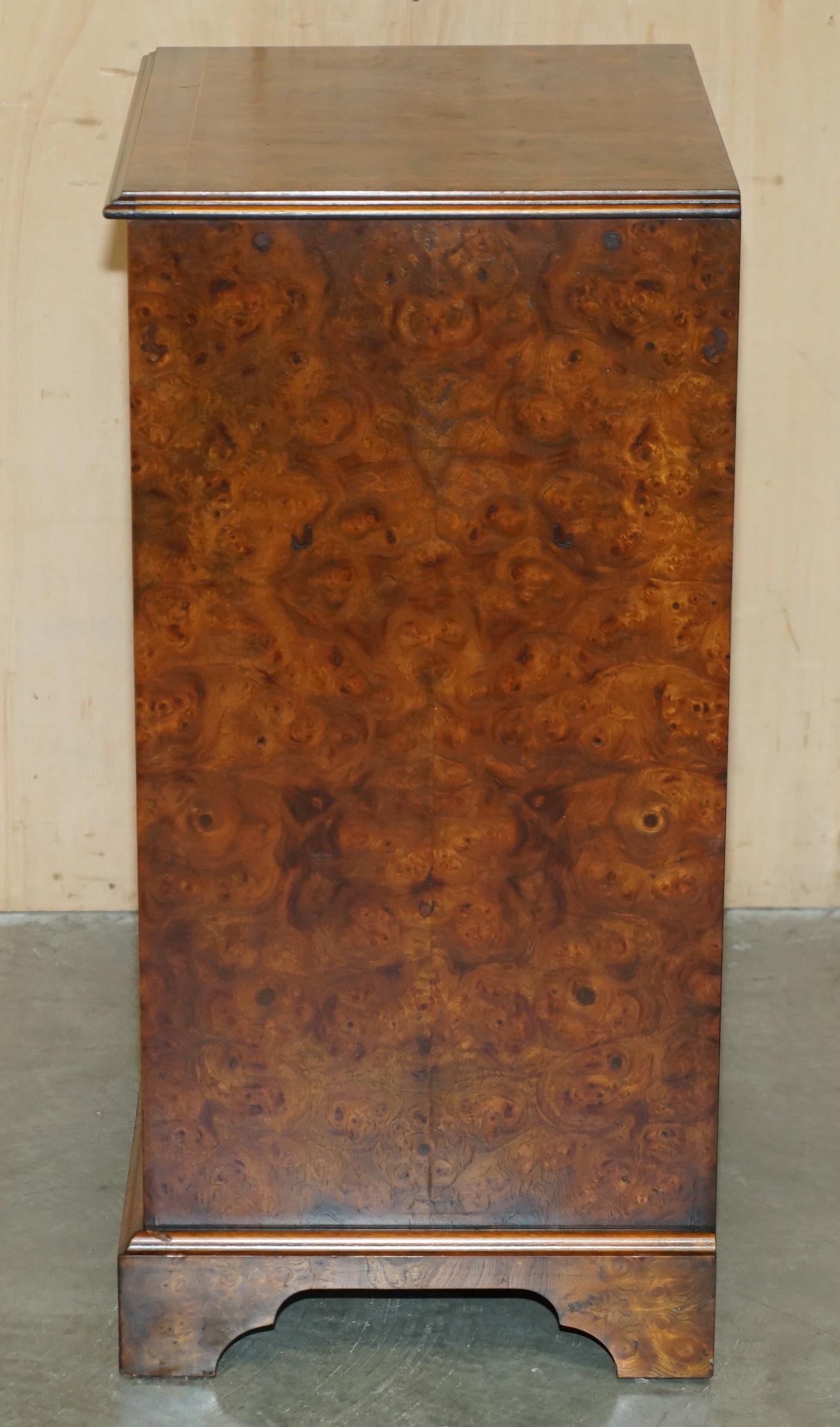 BRiGHTS OF NETTLEBED BURR WALNUT FAUX BOOK FRONT RECORD PLAYER STORAGE CABINET For Sale 3