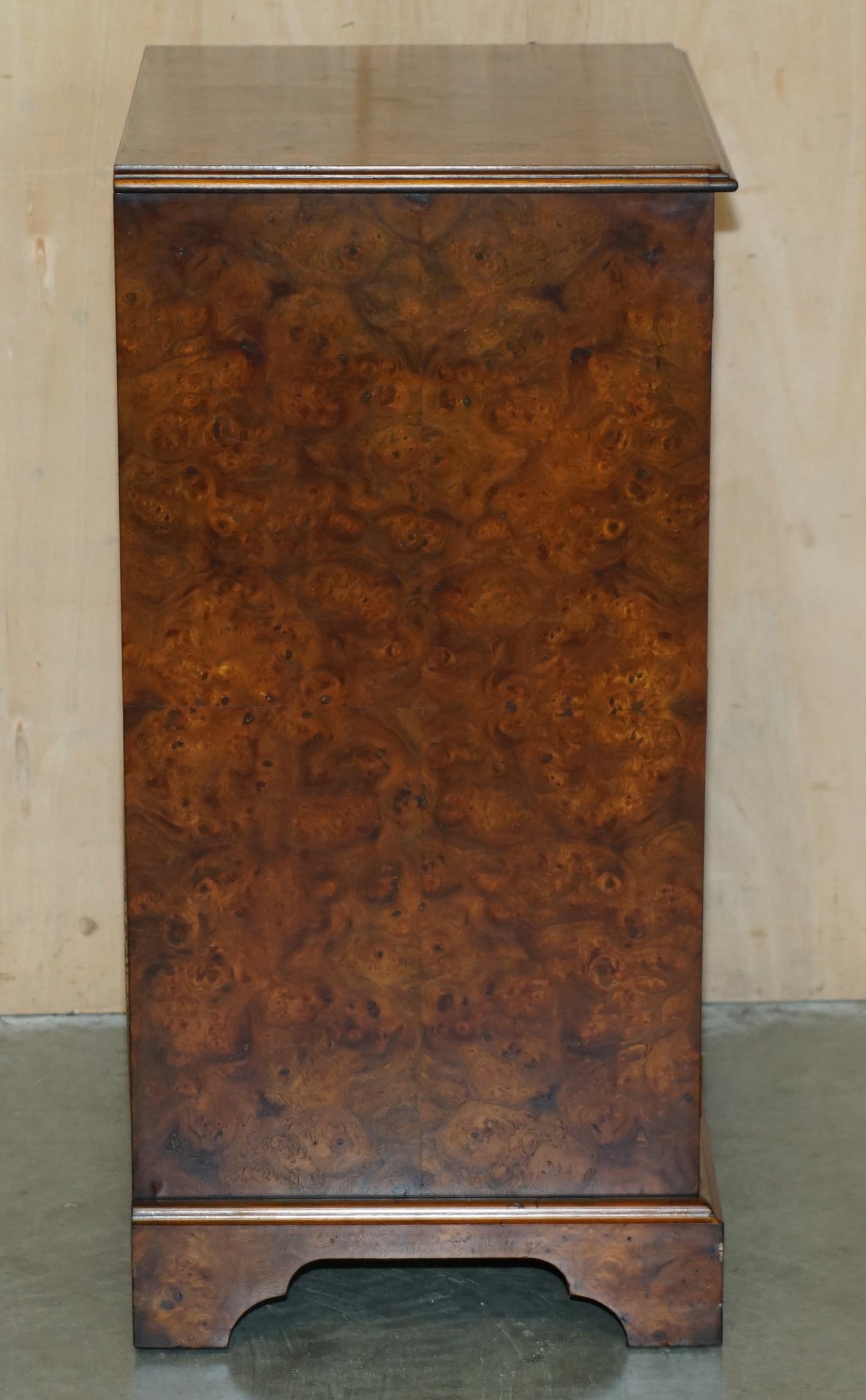 BRiGHTS OF NETTLEBED BURR WALNUT FAUX BOOK FRONT RECORD PLAYER STORAGE CABINET For Sale 5