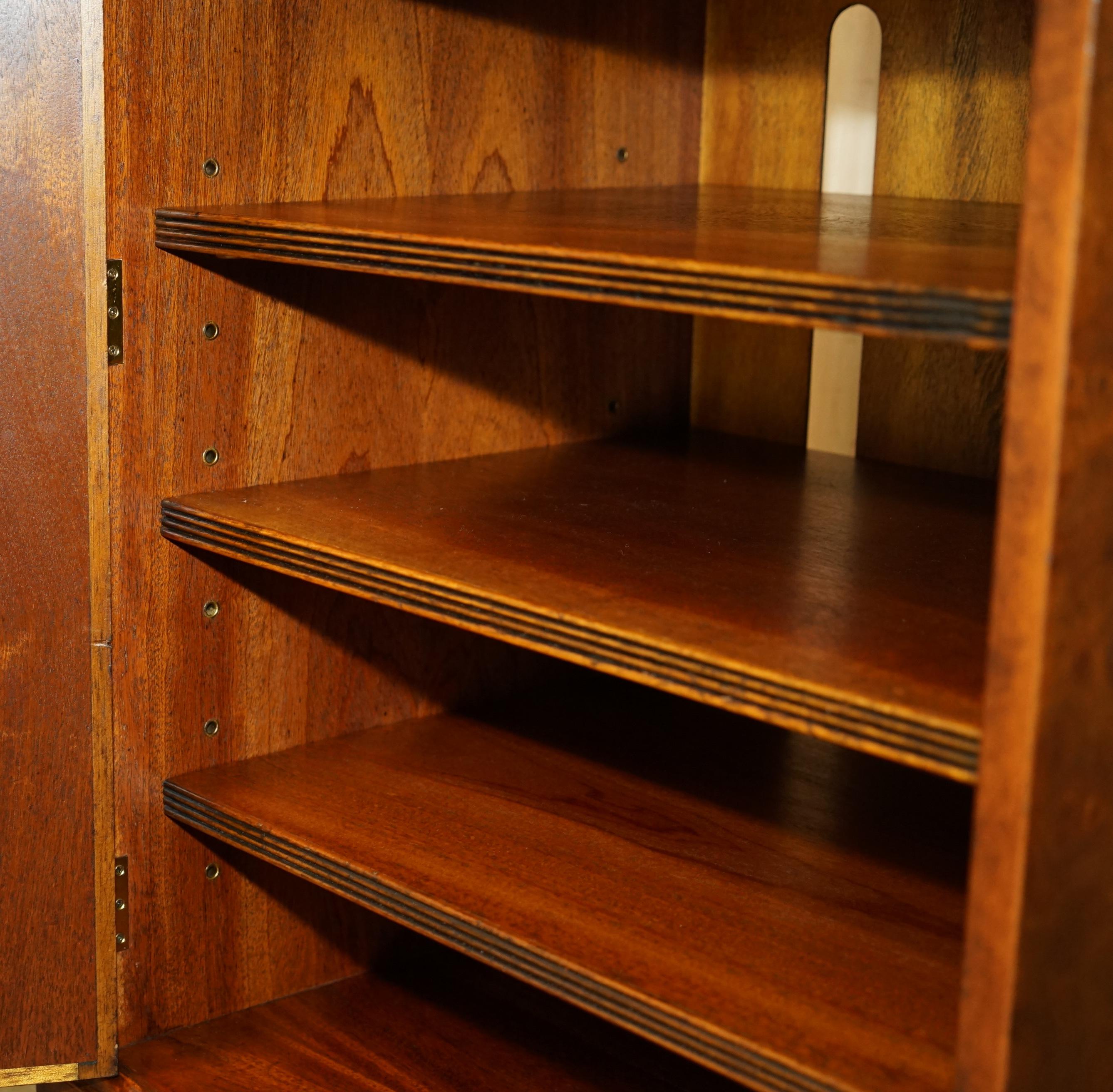 BRiGHTS OF NETTLEBED BURR WALNUT FAUX BOOK FRONT RECORD PLAYER STORAGE CABINET For Sale 10