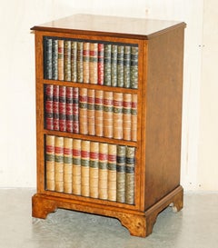 BRiGHTS OF NETTLEBED BURR WALNUT FAUX BOOK FRONT RECORD PLAYER STORAGE CABINET