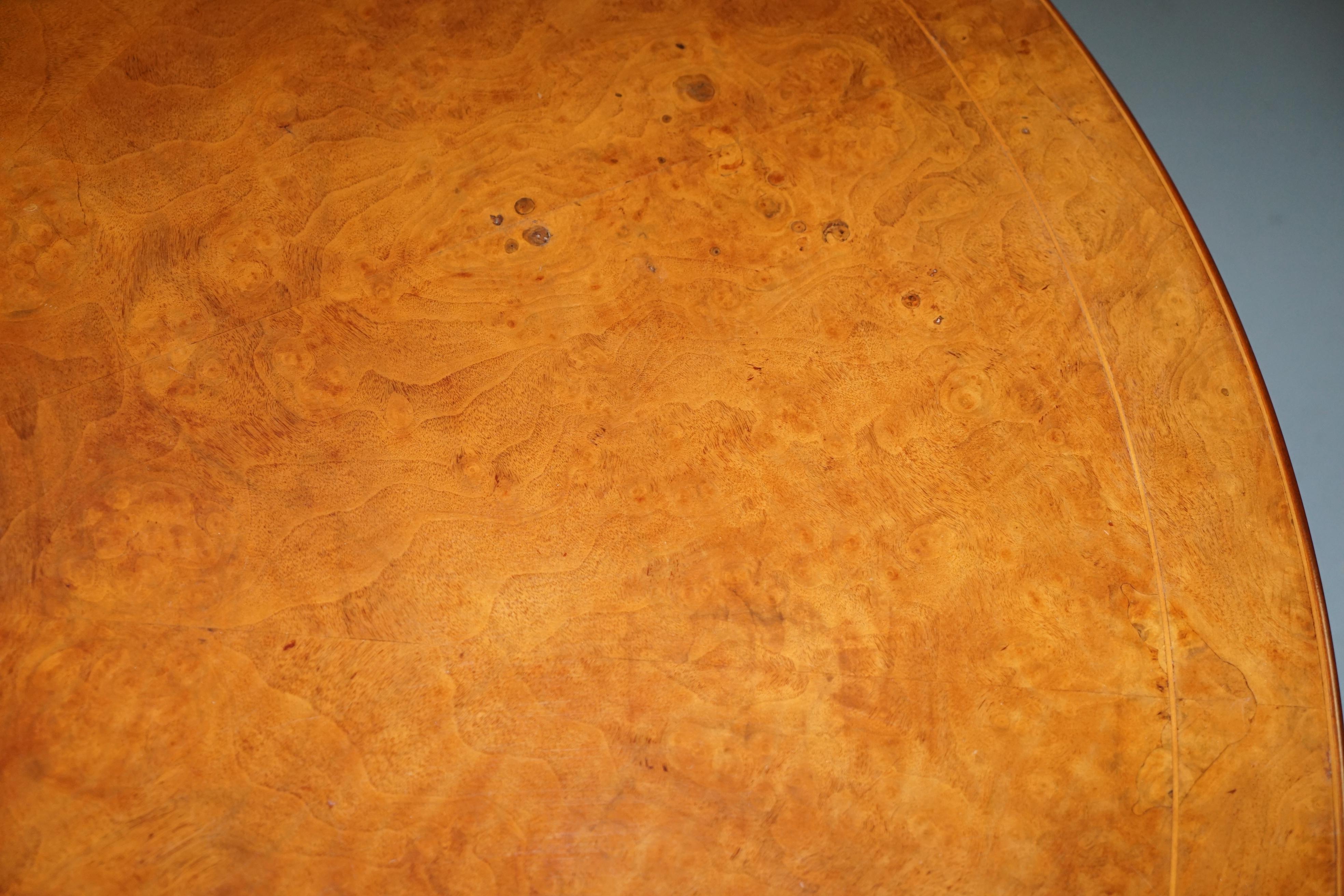 Brights of Nettlebed Burr Walnut Large Round 6-8 Person Dining Table 9