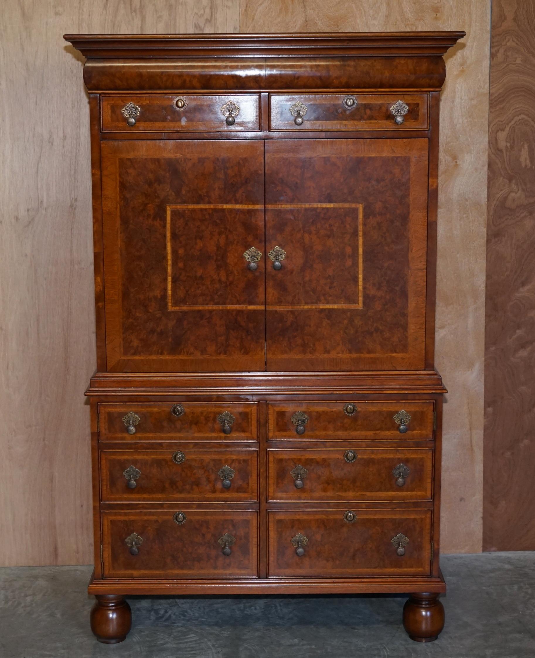 Victorian Brights of Nettlebed Burr Walnut Media Cabinet Television Stand Chest of Drawers
