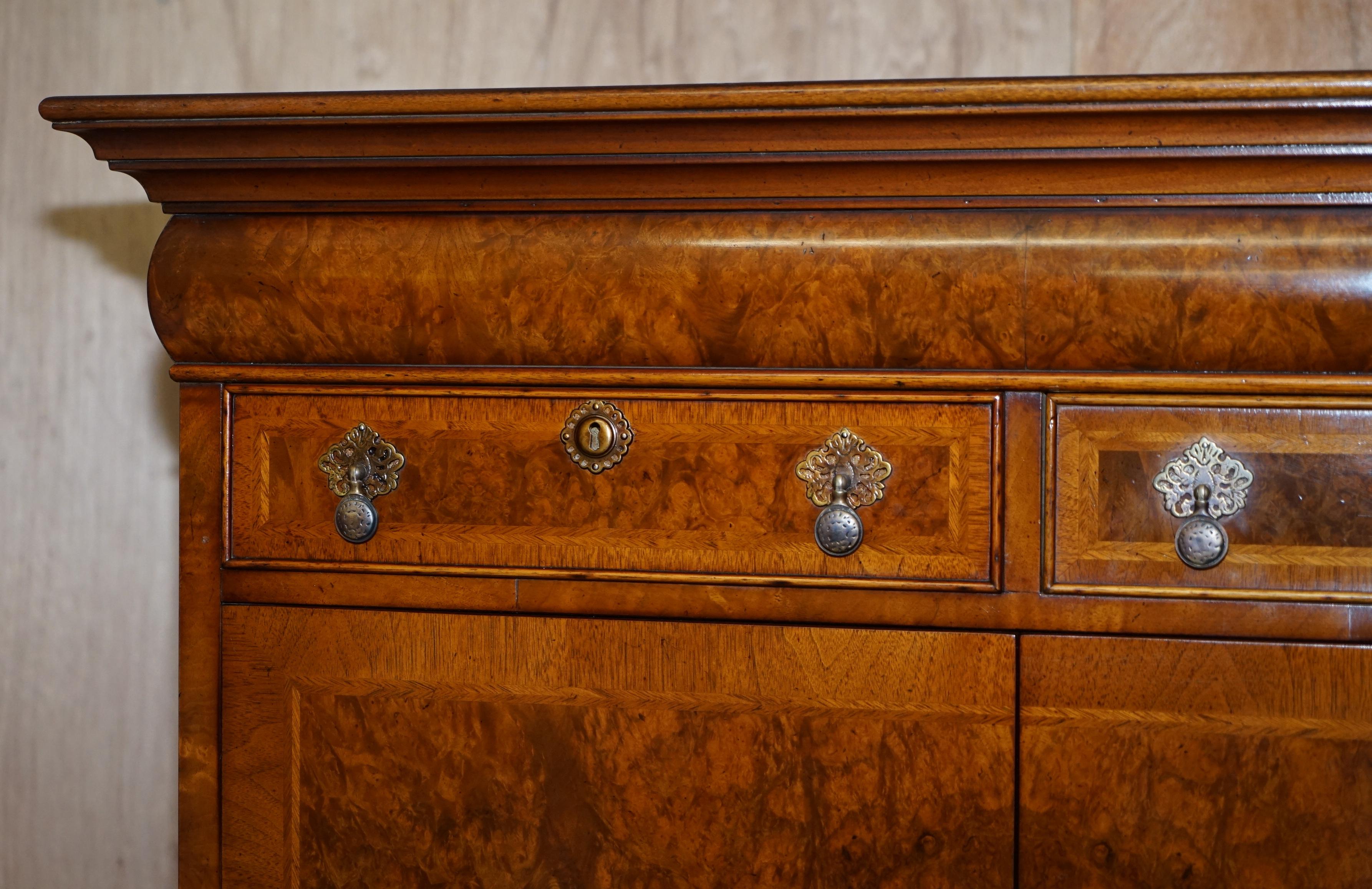 20th Century Brights of Nettlebed Burr Walnut Media Cabinet Television Stand Chest of Drawers
