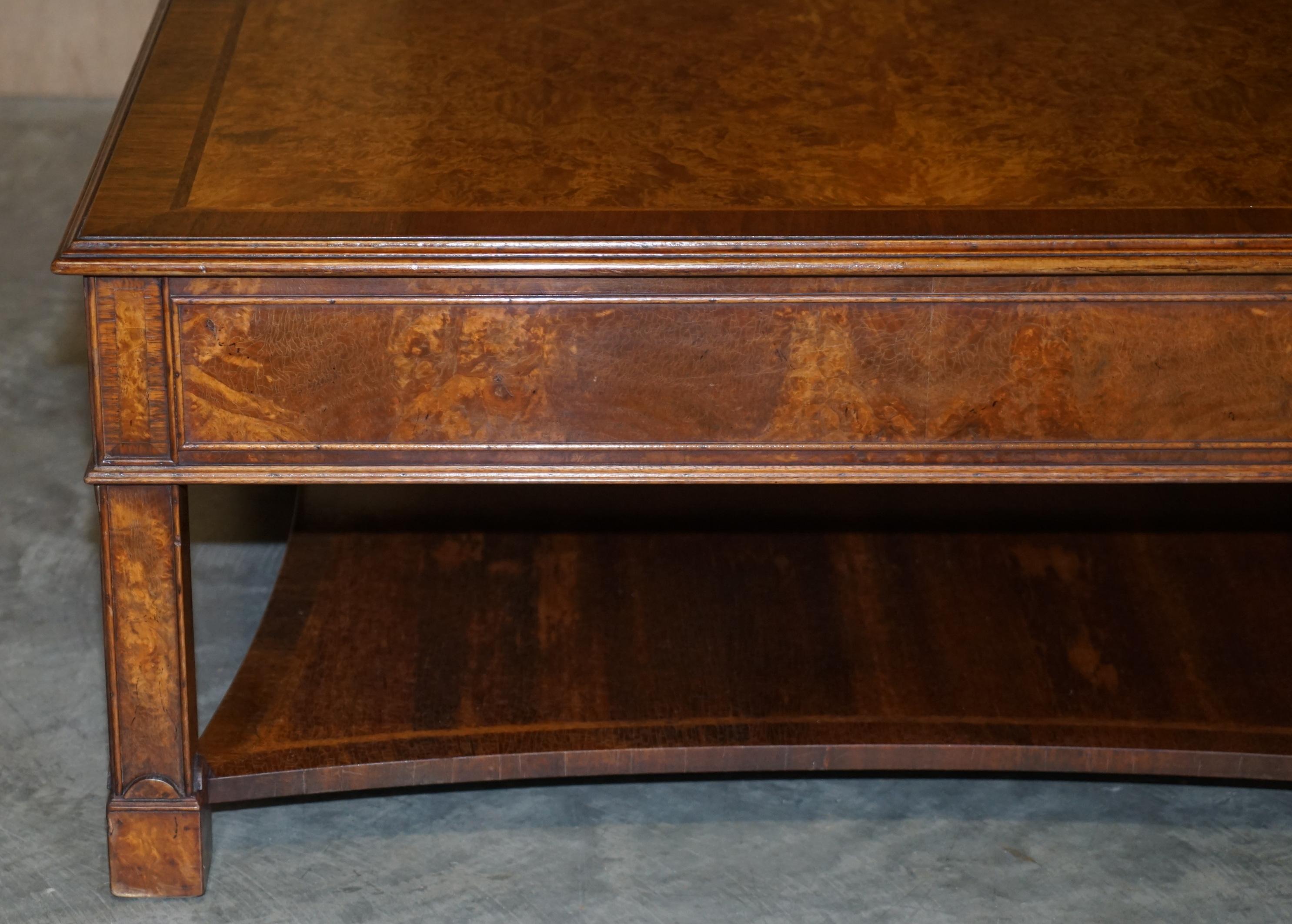 Brights of Nettlebed Burr Walnut Restored Large 4 Drawer Coffee Table 6