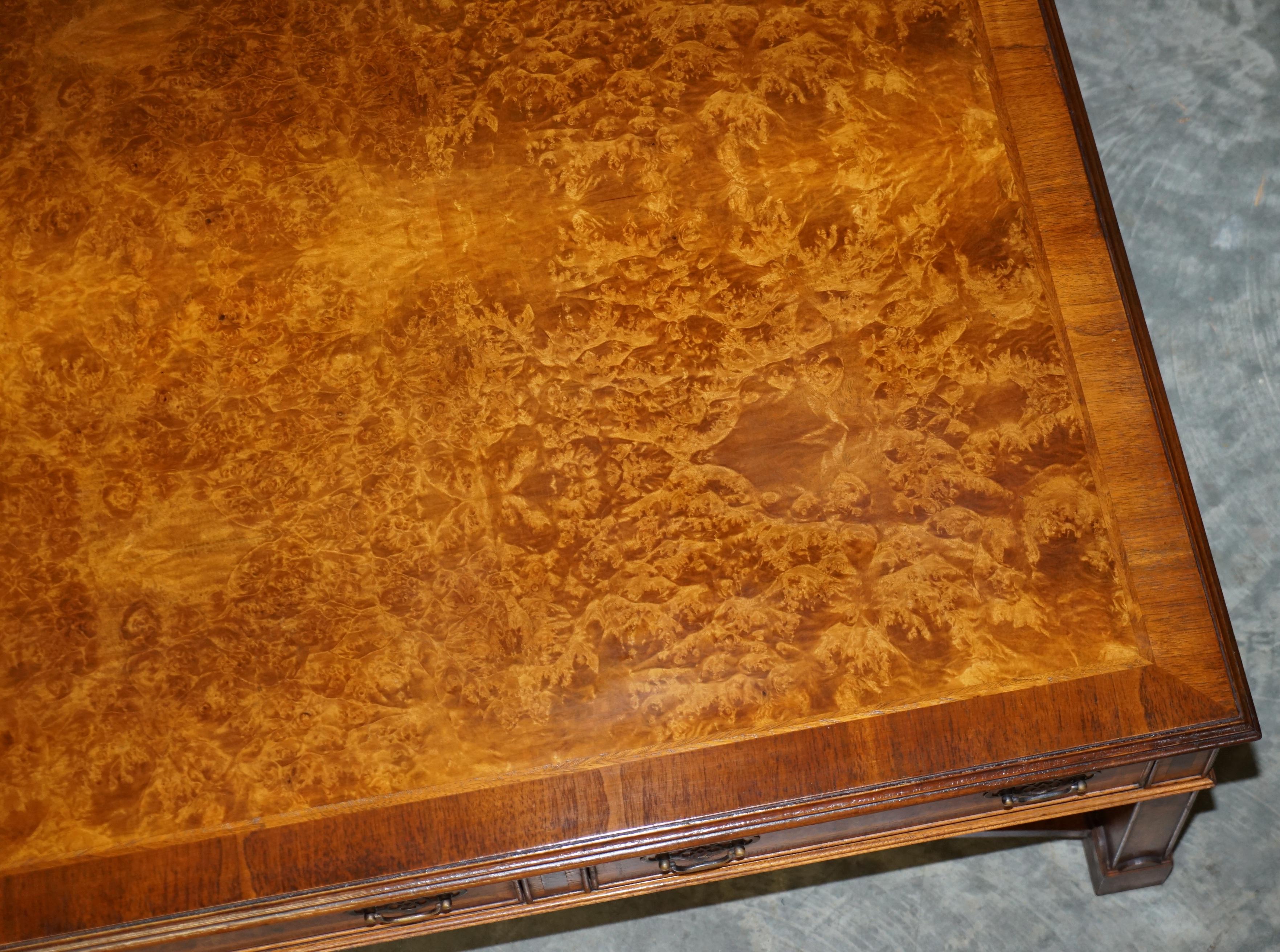 Hand-Crafted Brights of Nettlebed Burr Walnut Restored Large 4 Drawer Coffee Table