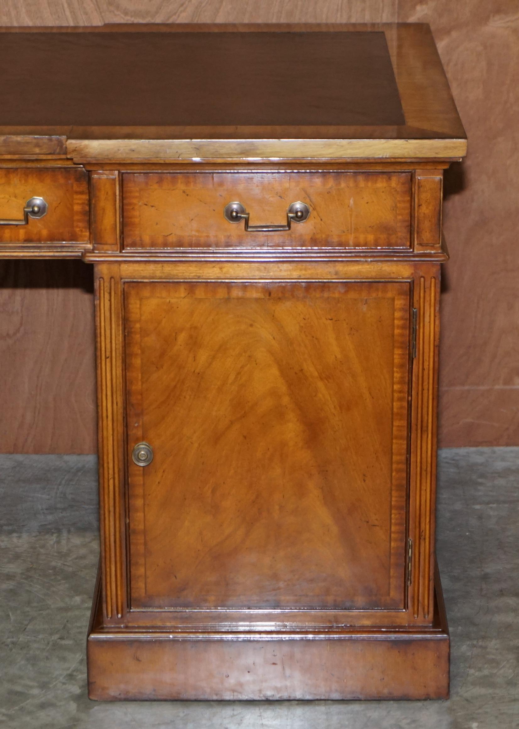 Leather Brights of Nettlebed Double Sided Inverted Breakfront Pedestal Desk