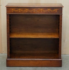 Brights of Nettlebed Sheraton Burr Elm Walnut Inlay Dwarf Library Open Bookcase