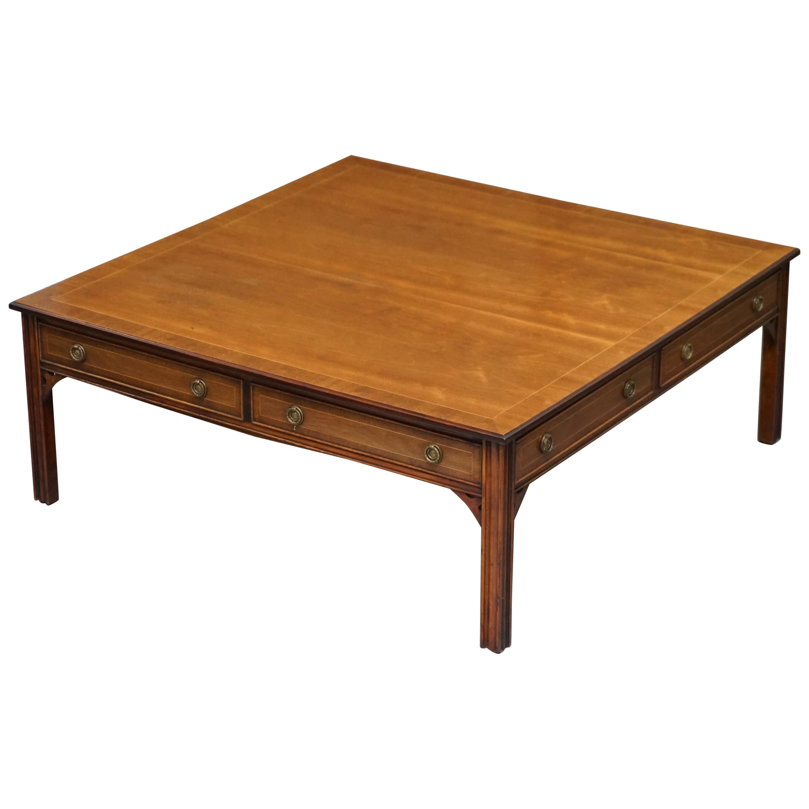 Brights of Nettlebed Very Large Four-Sided Coffee Table in Mahogany
