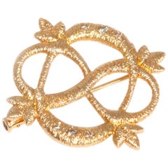 Brigitte Adolph 18 Karat Yellow Gold Diamond Infinity Brooch Pendant