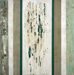 Midori - Peinture contemporaine à la cire froide et à l'huile (Green+Sage+White)