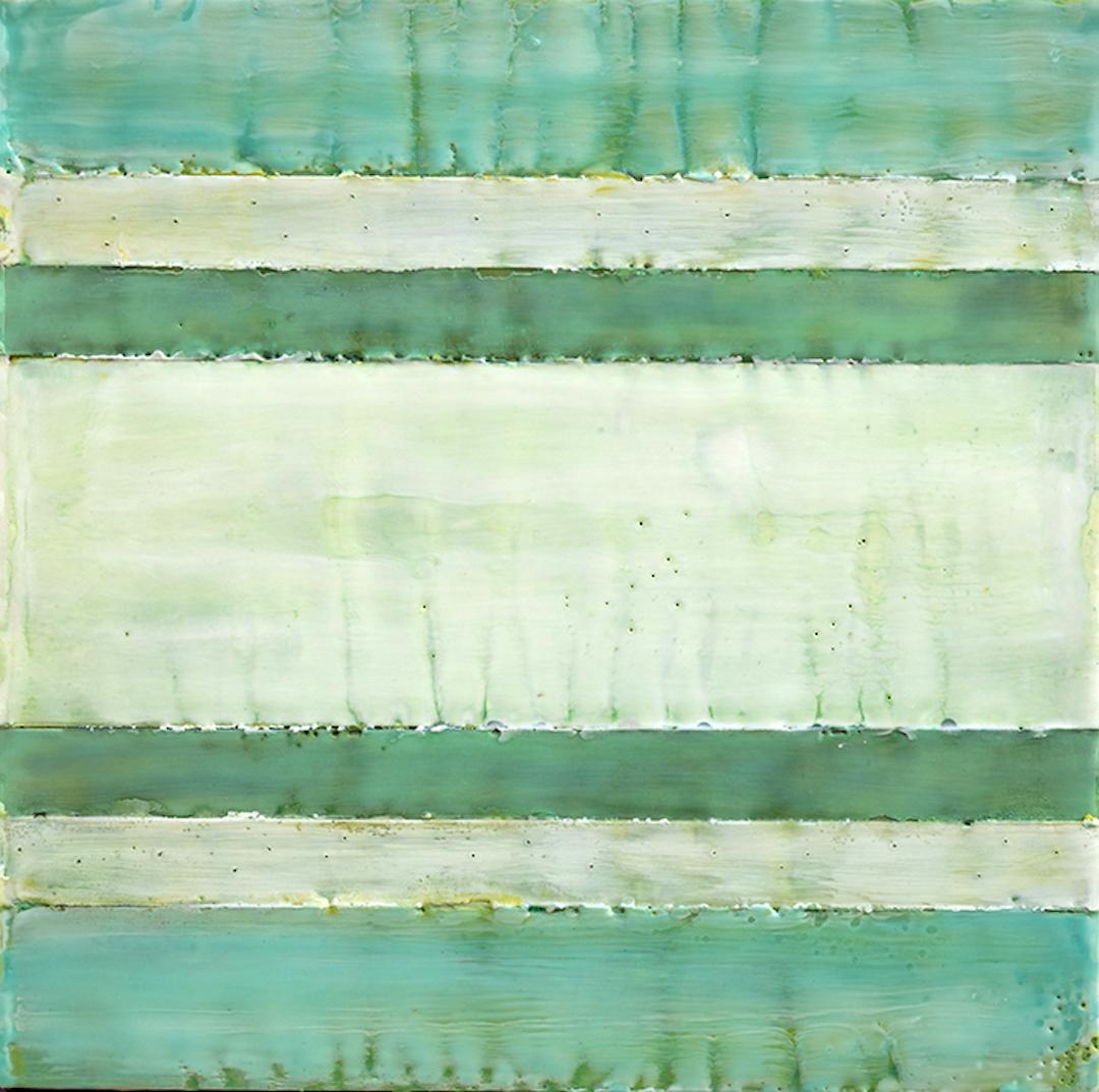 Ragún - Contemporary Encaustic with Beautiful Rippled Texture (Teal+Blue+Green)