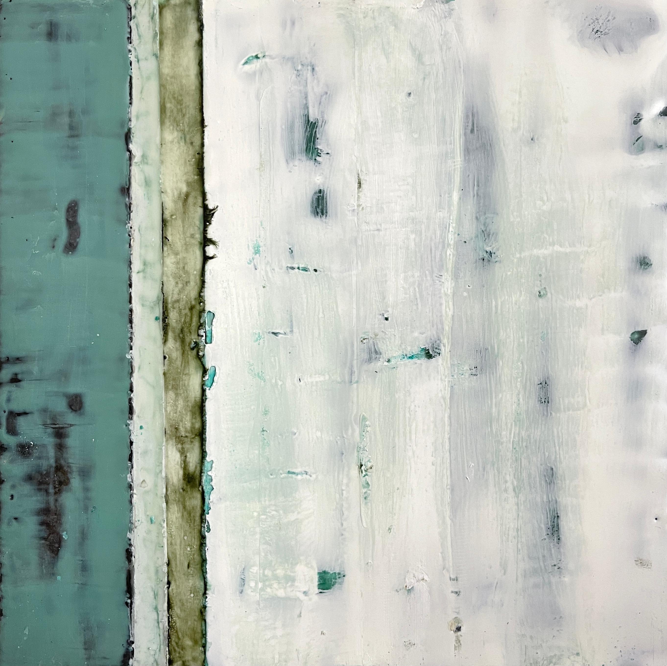 Transient - Contemporary Encaustic Painting with incredible Texture (Green)