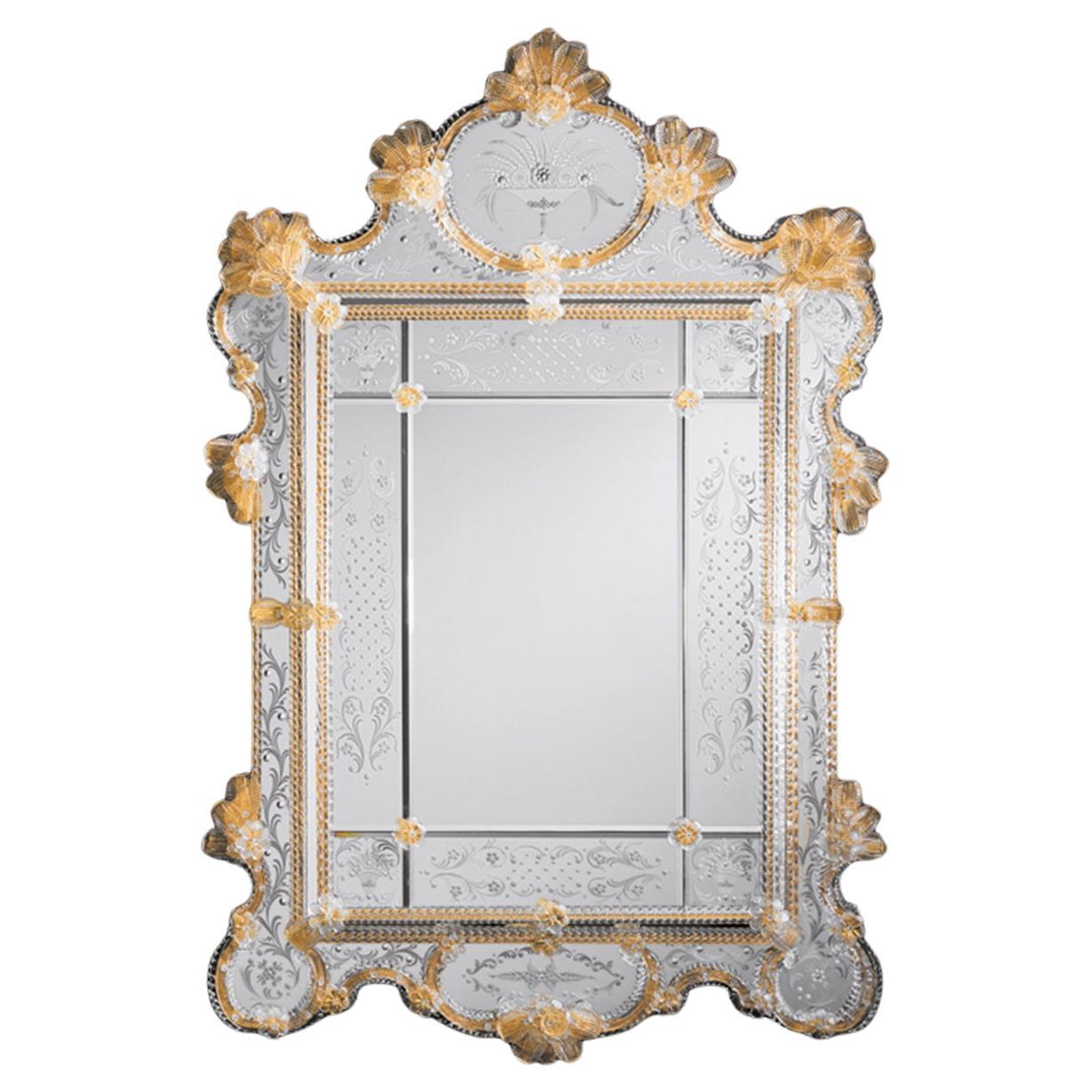 "Brigitte Bardot" Luxury Murano Glass Mirror in Venetian Style by fratelli Tosi For Sale