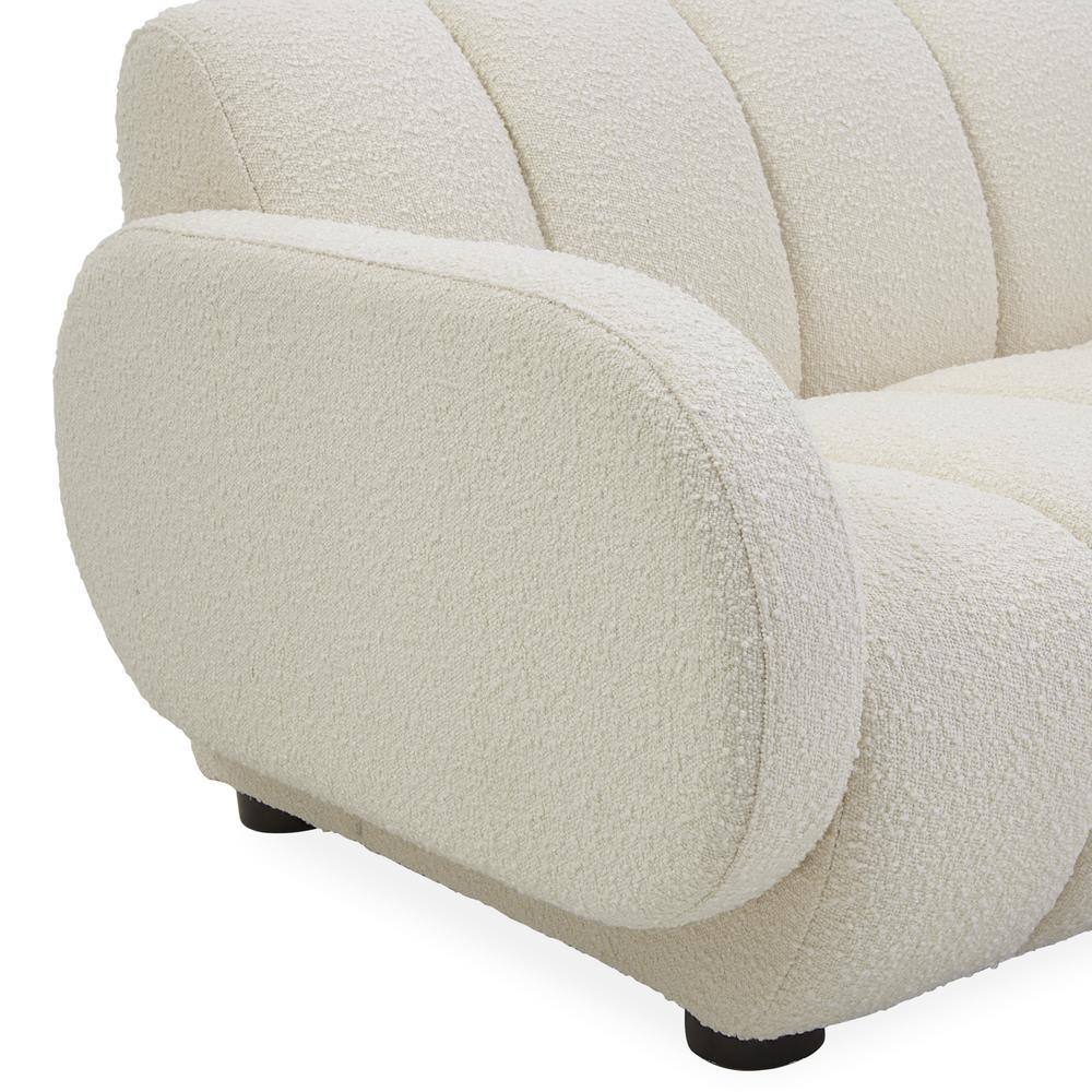 Modern Brigitte Channeled Sofa in Ivory Bouclé