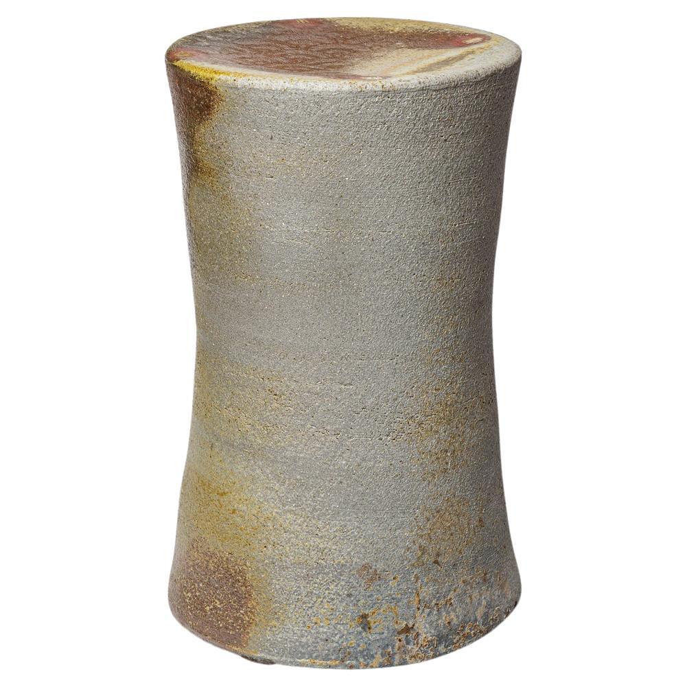 Brigitte Chassang grey and brown stoneware ceramic stool or low table 42 cm