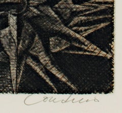 "Plant Form, " Original Botanical Black & White Etching by Bridgette Coudrain