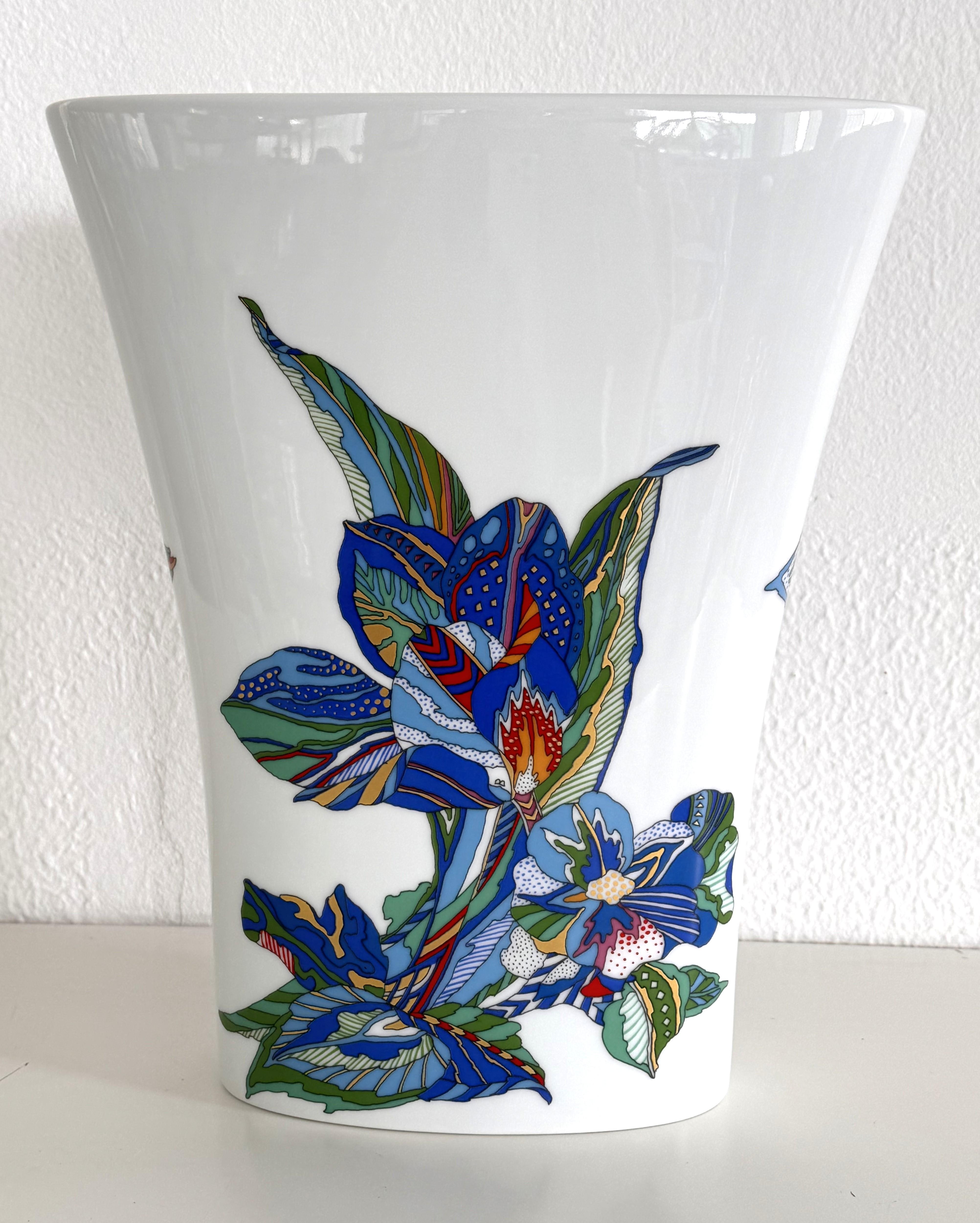 Late 20th Century Brigitte Doege for Rosenthal Large Porcelain Flower Vase, 1990s For Sale
