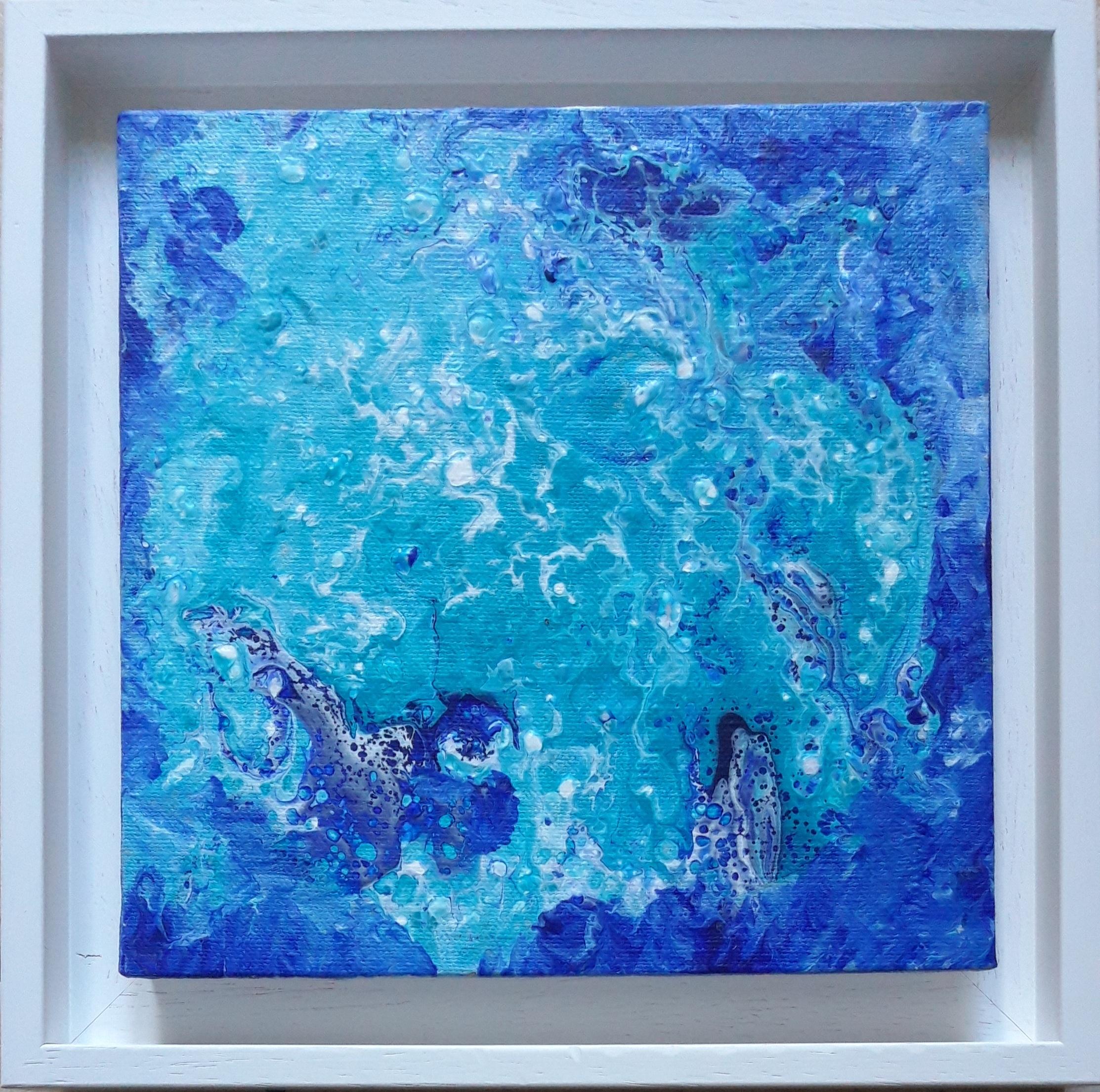 Artwork in acrylic on linen sold with a white frame