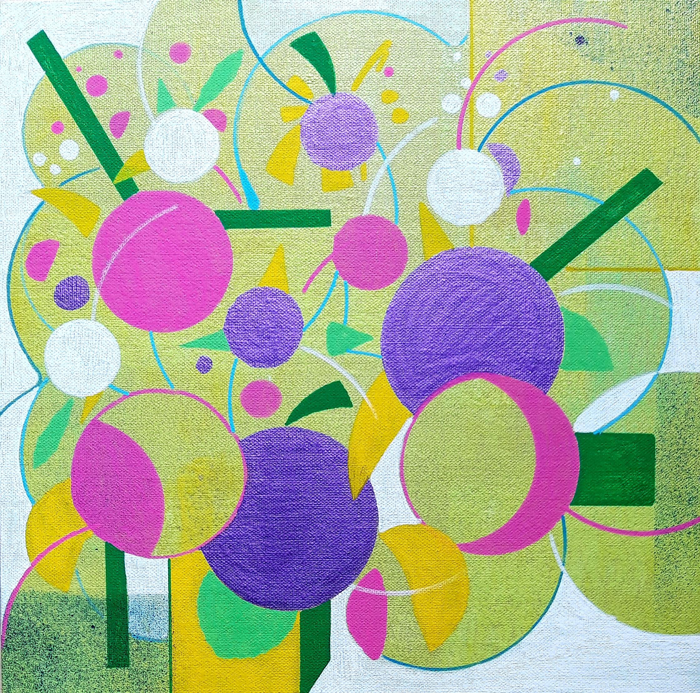 Abstract Painting Brigitte Mathé - Art contemporain français par Brigitte Math - Impressionneur de bouquet 3