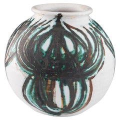 Briglin Studio Pottery Globe Vase Depicting Thistles, circa 1975