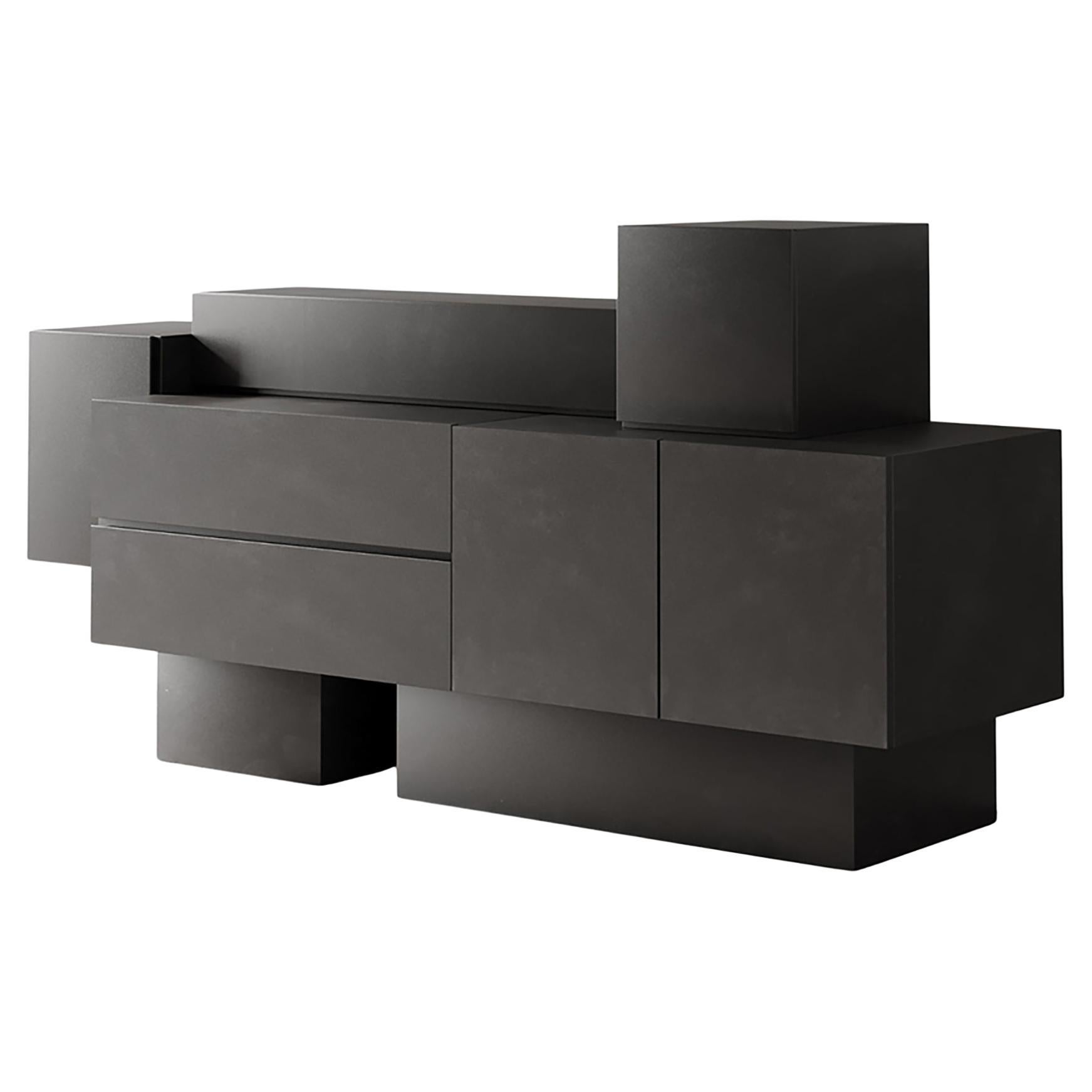 Brik Consol Schwarzer Patina-Lack von Hermhaus im Angebot