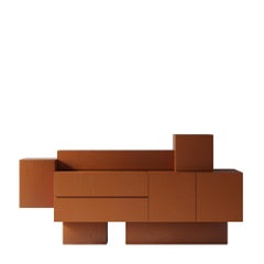 Brik Orange Console Table in Stone Textured Lacquered MDF by Hermhaus