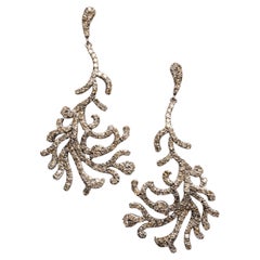 Briliant Cut Diamond Dangle Earrings in a Branch Coral Motif