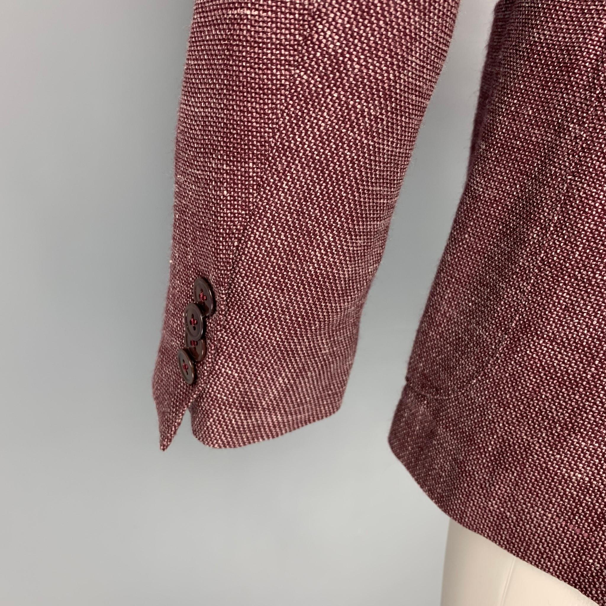 BRILLA Size 34 Burgundy & Pink Woven Single Breasted Sport Coat In Good Condition In San Francisco, CA