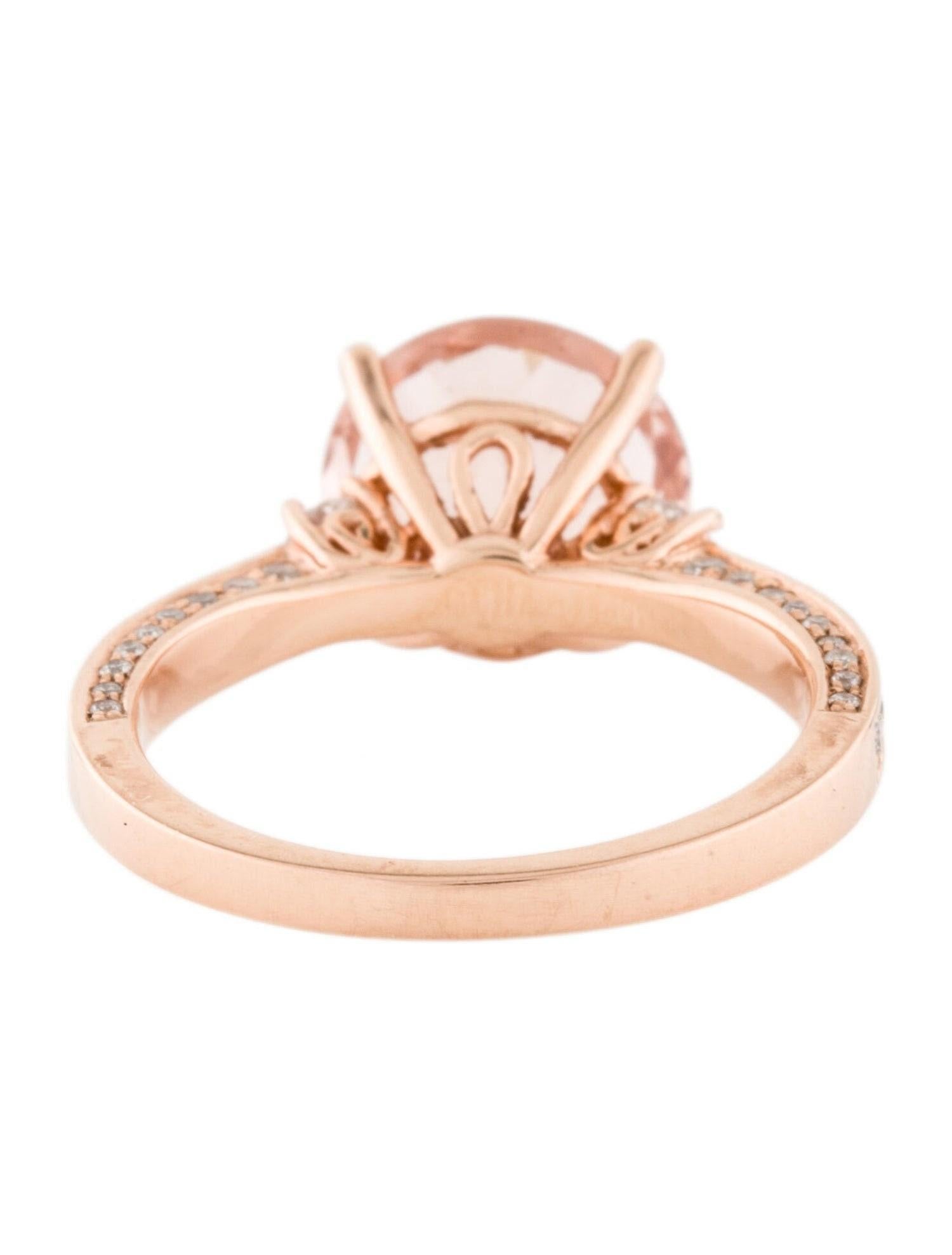 Contemporary Brillant Round Cut 3.29 Ct Morganite 14K Rose Gold Royal Ring For Sale