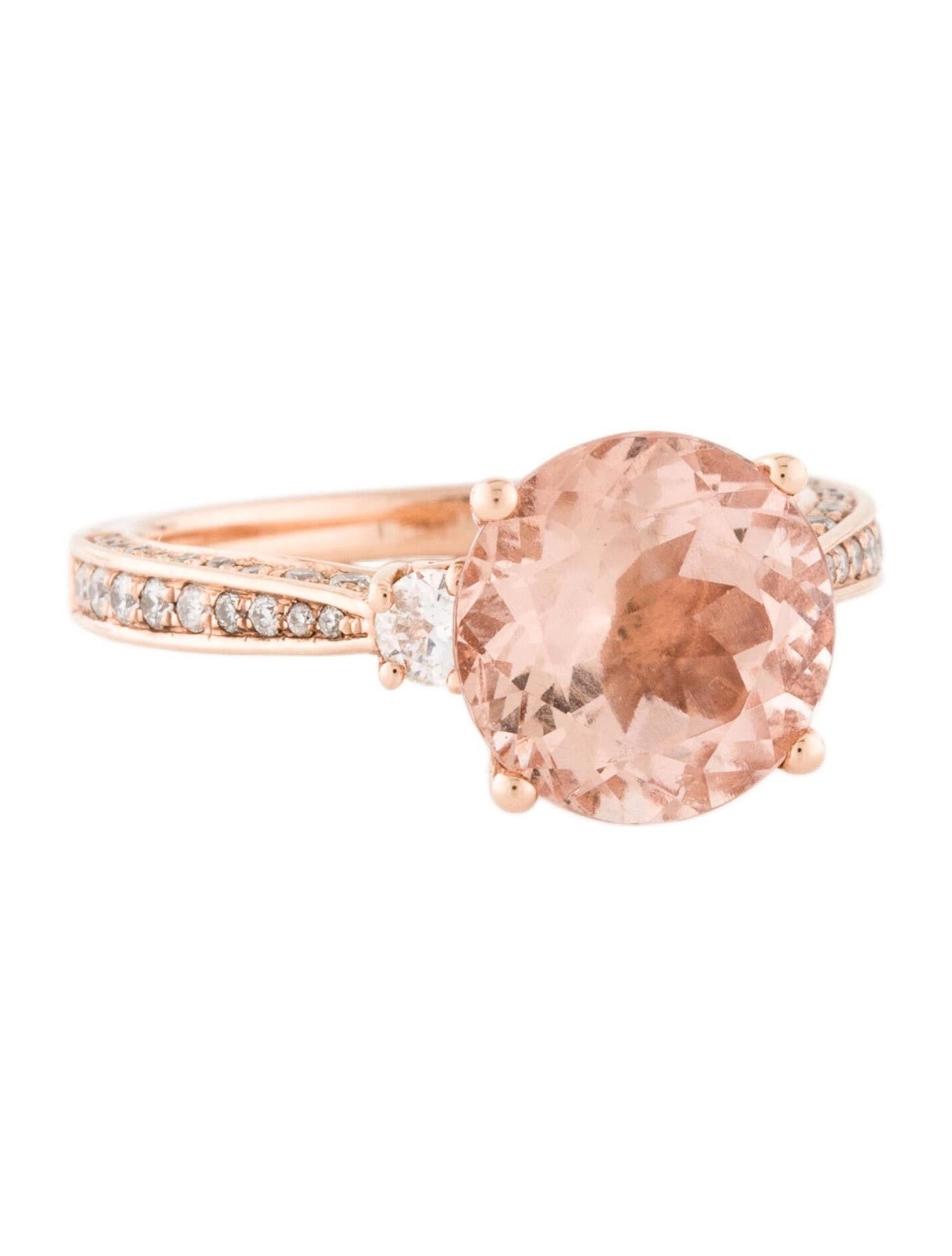 Brillant Round Cut 3.29 Ct Morganite 14K Rose Gold Royal Ring In New Condition For Sale In New York, NY
