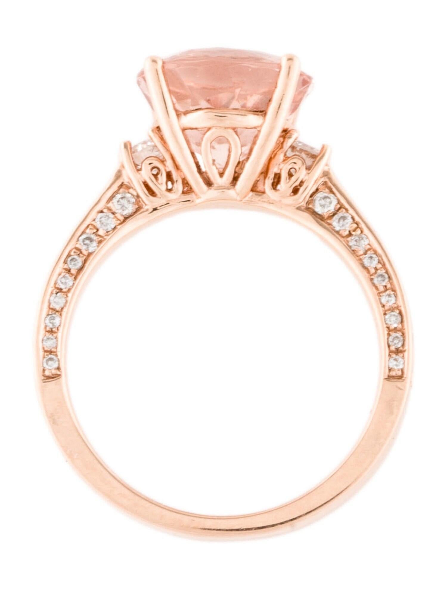 Women's or Men's Brillant Round Cut 3.29 Ct Morganite 14K Rose Gold Royal Ring For Sale