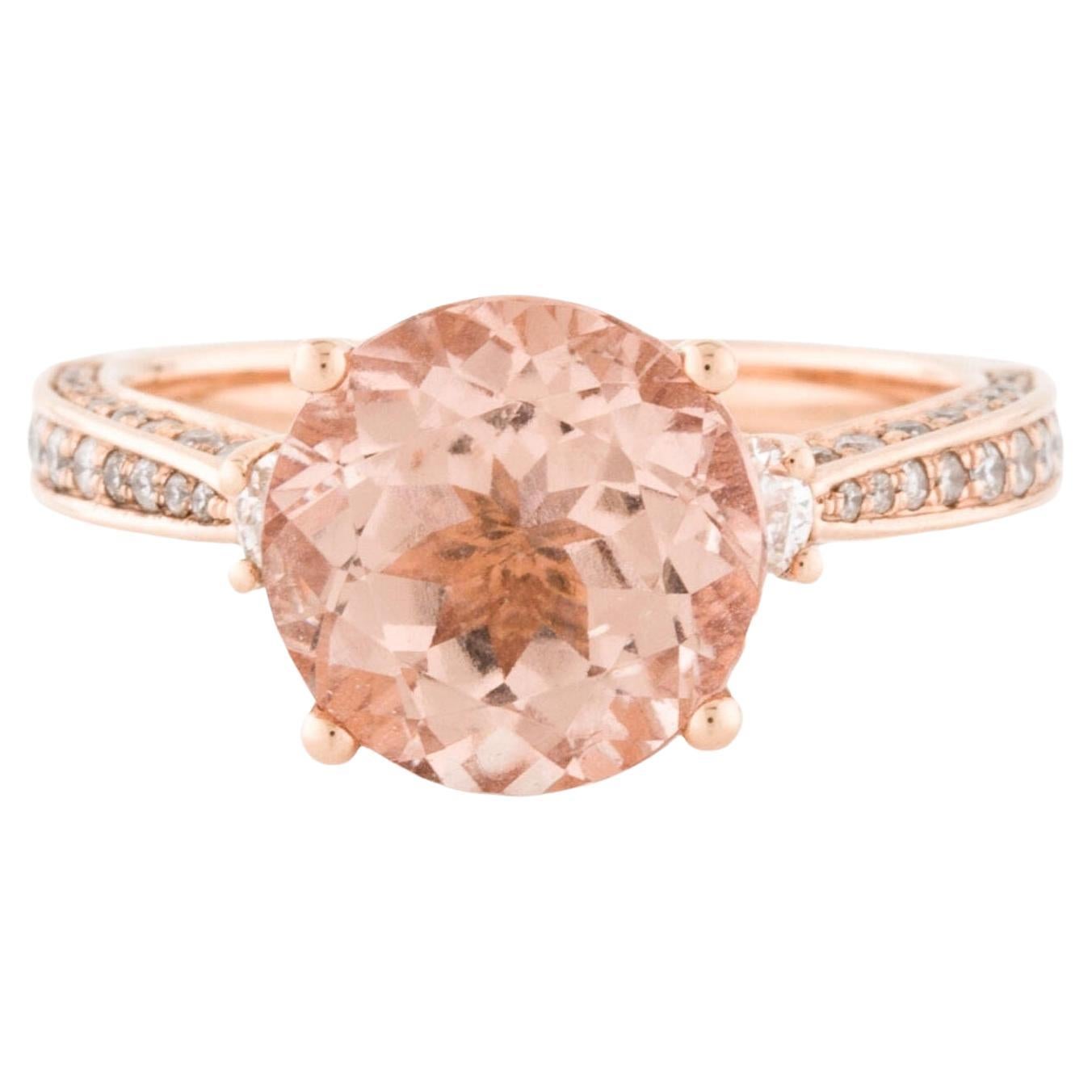 Brillant Round Cut 3.29 Ct Morganite 14K Rose Gold Royal Ring For Sale