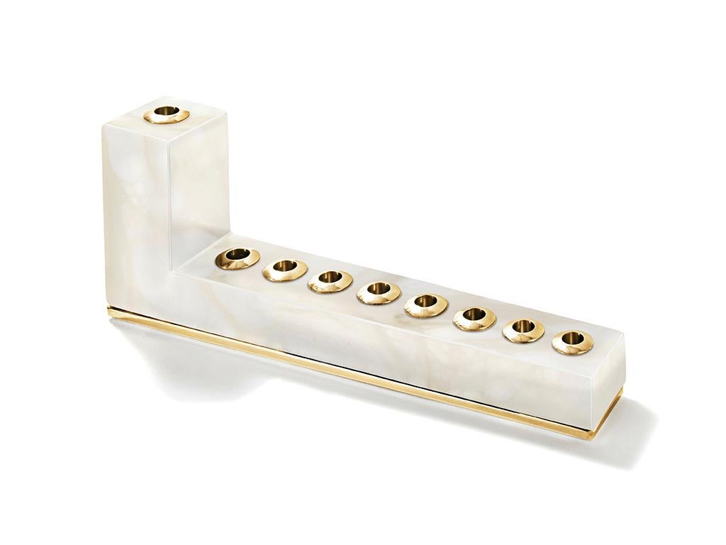 Brillante Menorah in Alabaster Brass by Anna Rabinowitz For Sale at 1stDibs