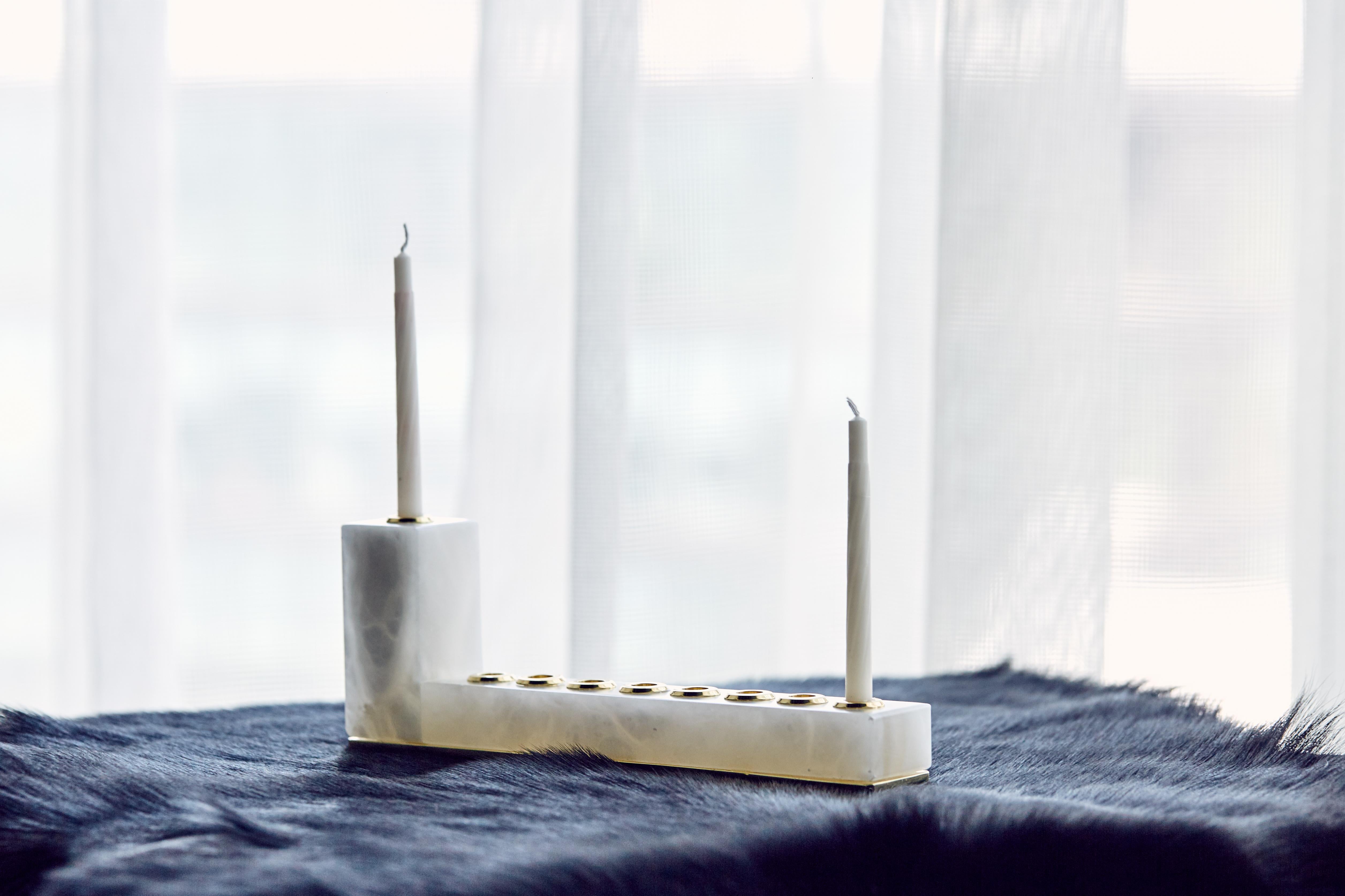 Other Brillante Menorah in Alabaster Nickle by Anna Rabinowitz