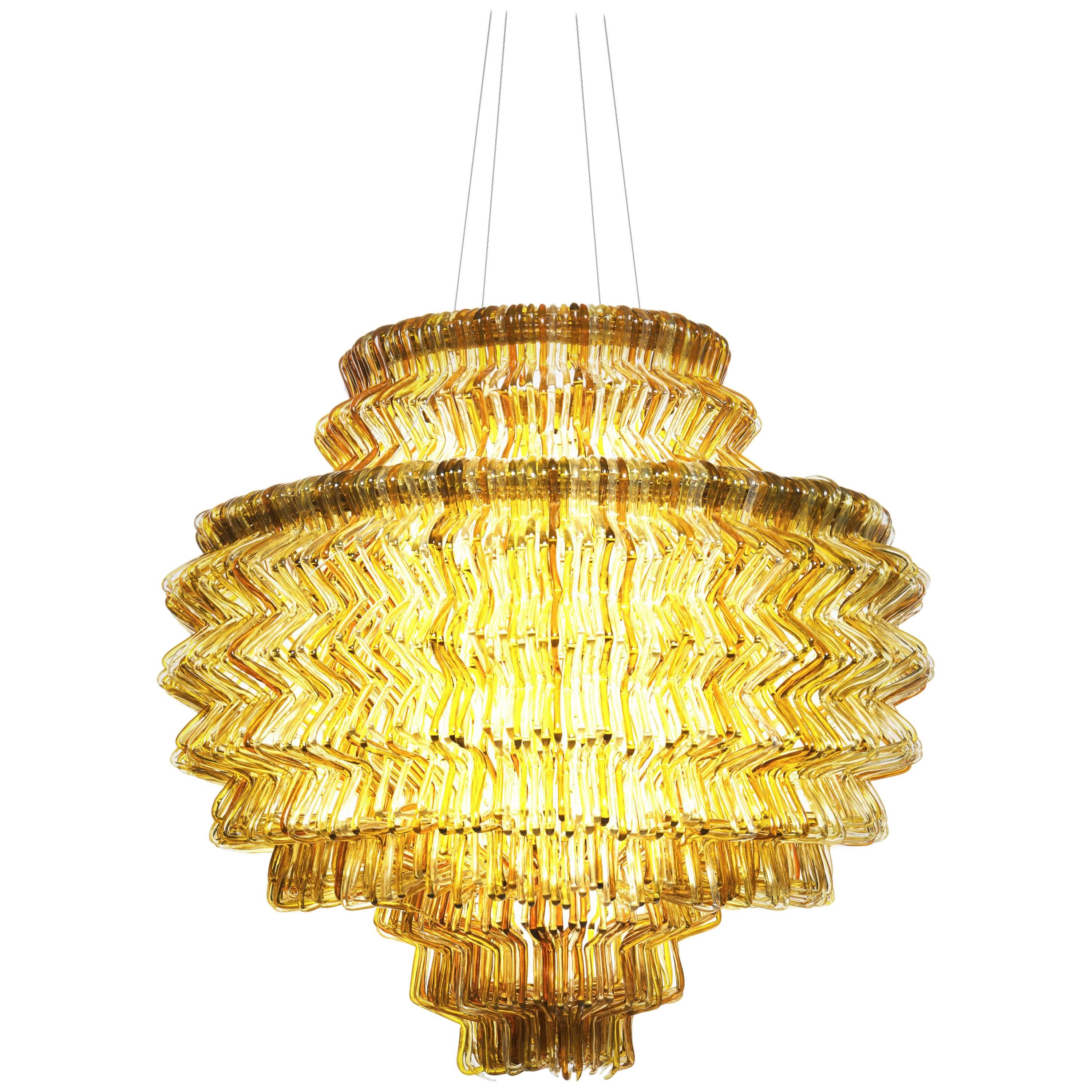 Brilli C Chandelier in Gold Resin by Jacopo Foggini For Sale