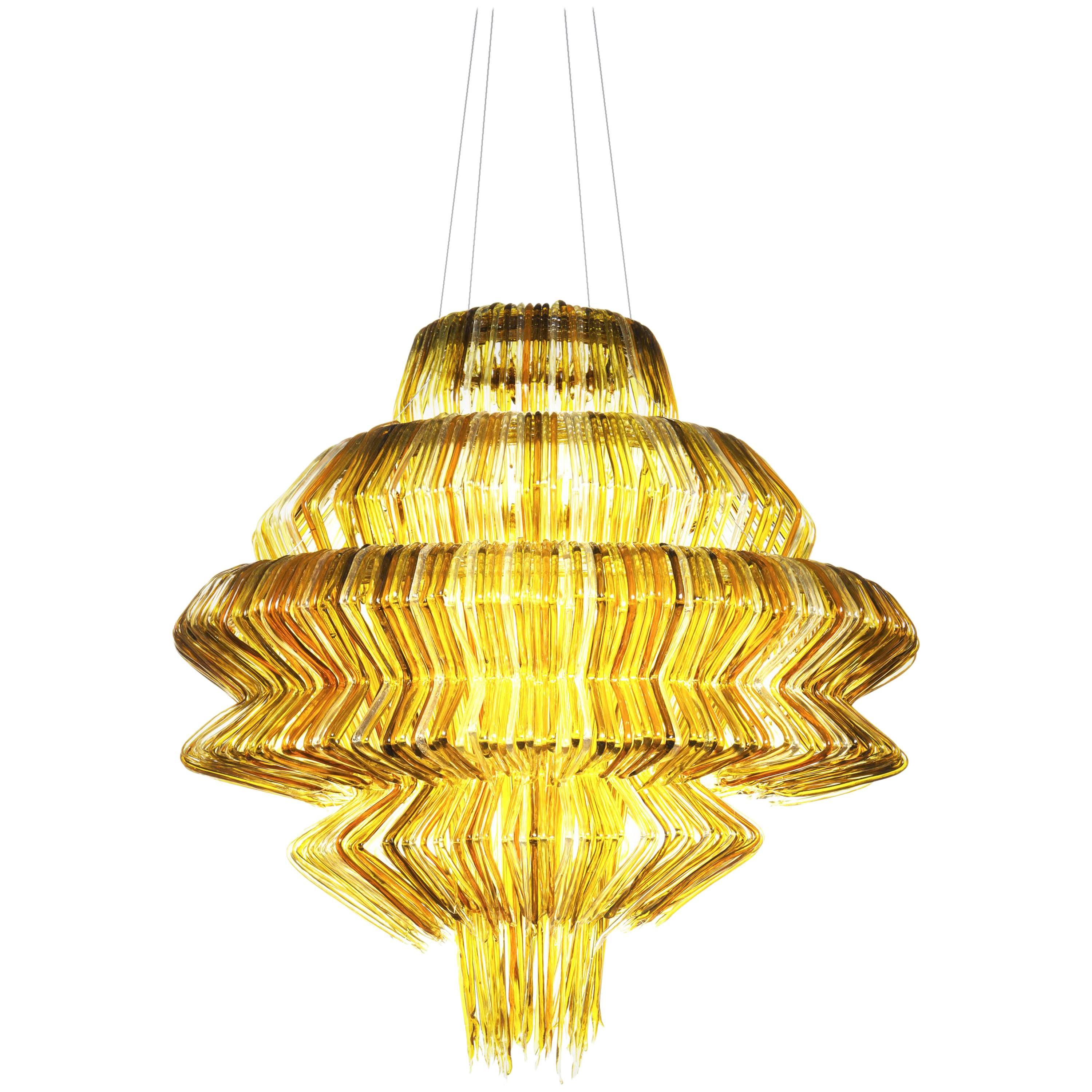 Brilli D Chandelier in Gold Resin by Jacopo Foggini For Sale