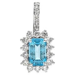 Collier pendentif en or blanc 14 carats avec un diamant « Brilliance Aquamarine » de 1,51 ct