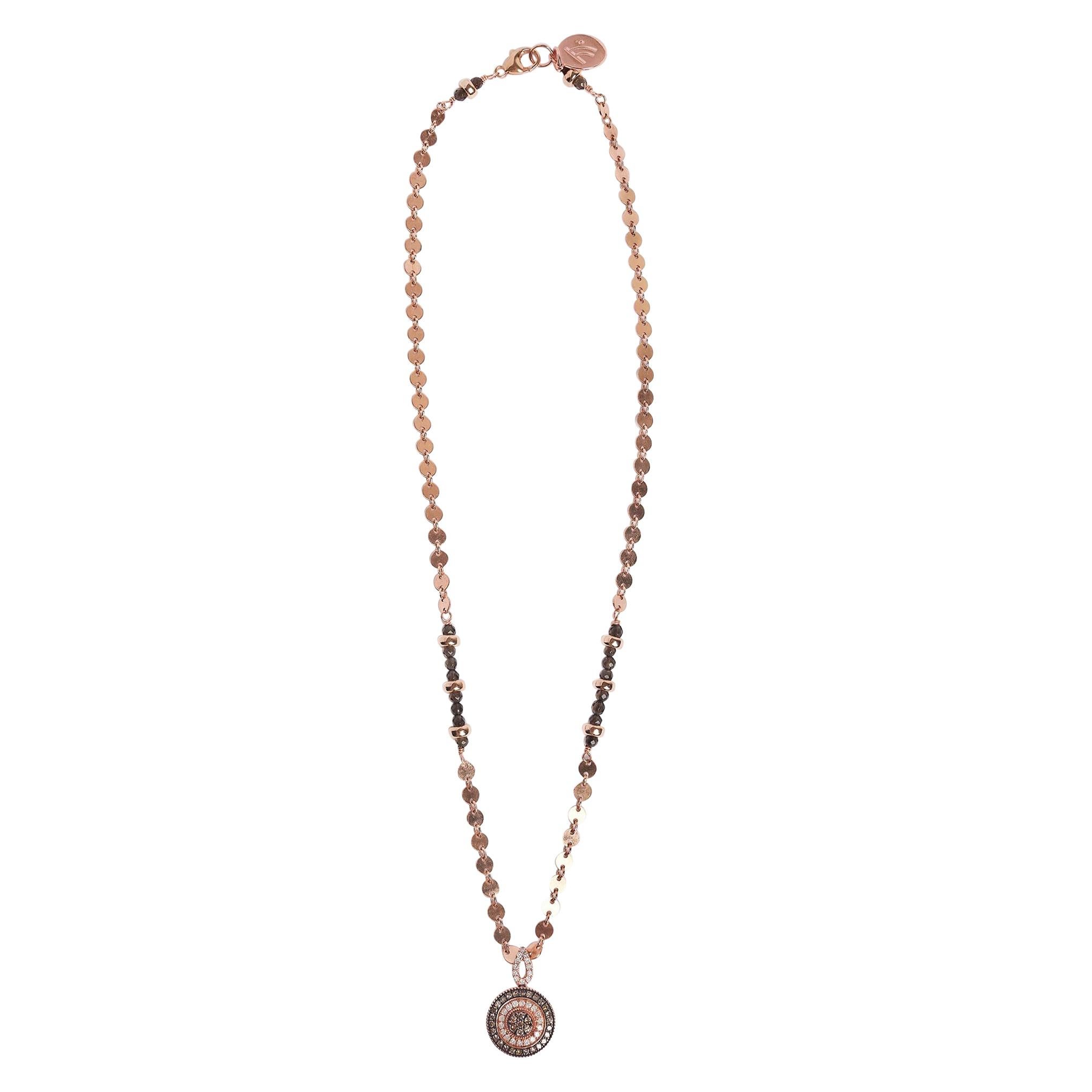 Brilliance Brown and White Diamond Rose Gold Necklace For Sale
