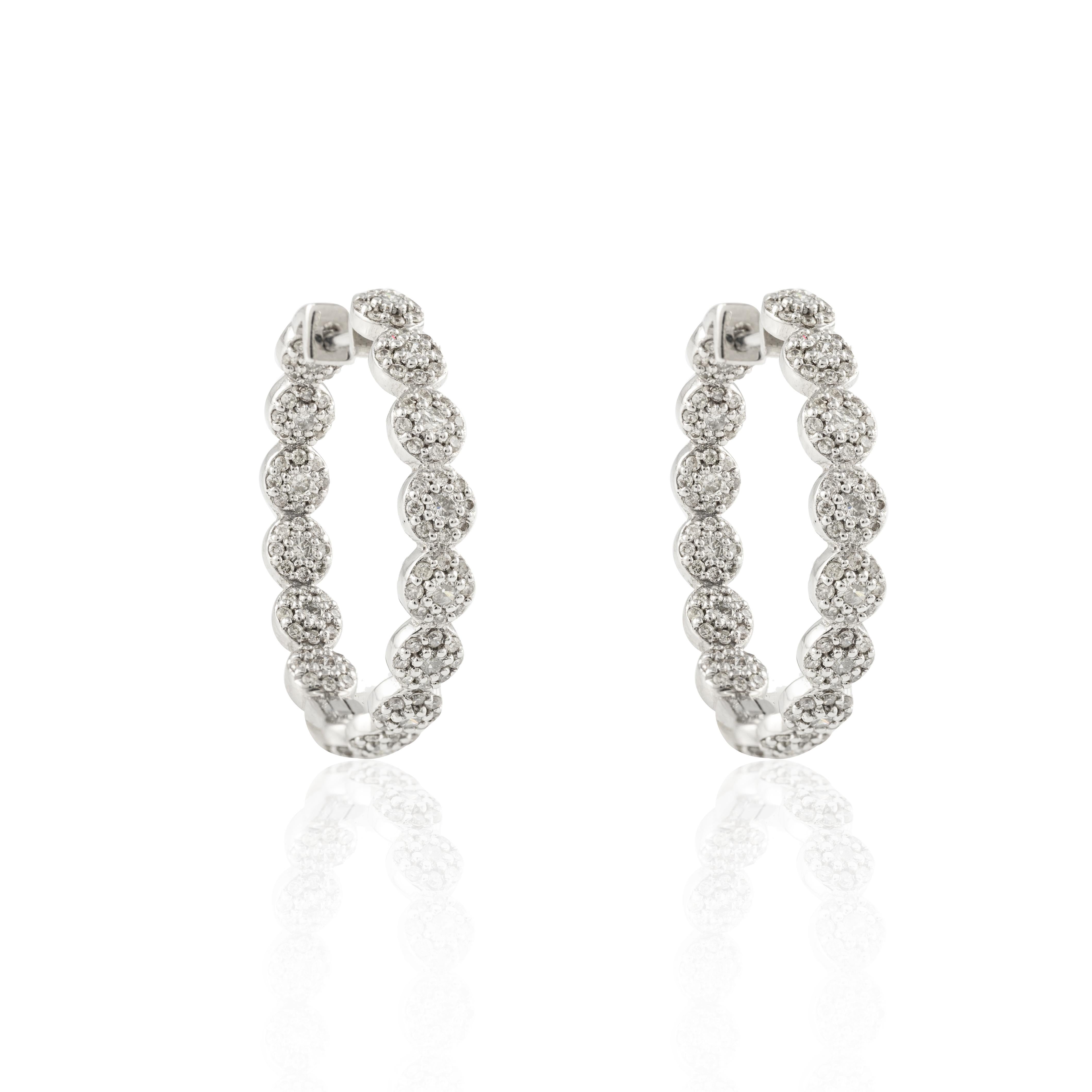 diamond cluster hoop earrings