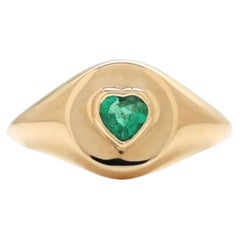 Brillant Smaragd Herz 14K (18K Custom) Siegelring