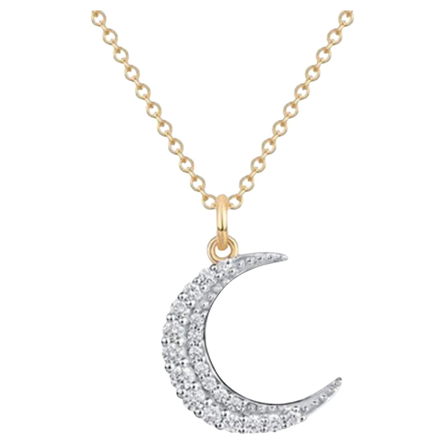 Brilliance Half Moon 14K (or 18k upon request) Yellow Gold Pendant Necklace